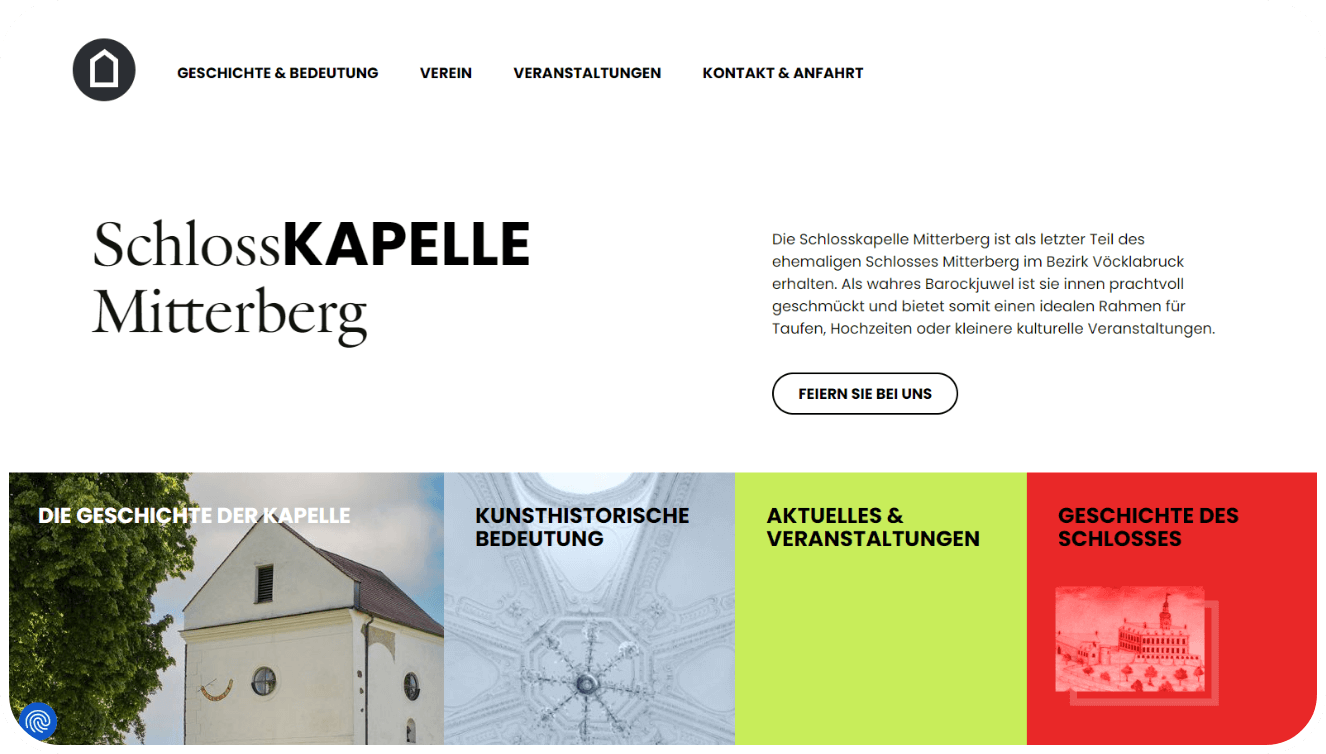 Headerbereich der Website Schlosskapelle Mitterberg