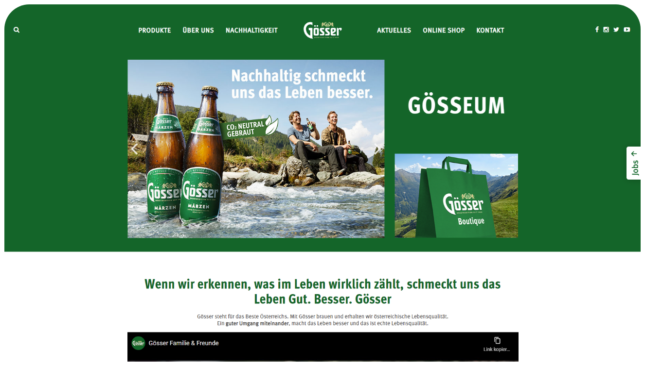 Goesser Startseite Bilder von Bierflaschen und Menschen